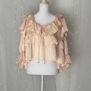 Francesca's Collections Soft Pink Ruffled Blouse
